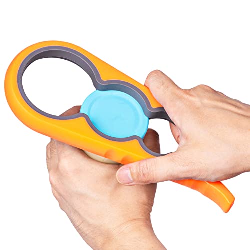 Bloss Jar Opener Bottle Opener for Seniors,Weak Hands and Arthritis,Orange | Anti-Slip Rubber Strip Inside,Eight Sizes of Circular Openings,Cap and Bottle Great Kitchen Gadgets,Useful Gifts for Elderly - color: Orange