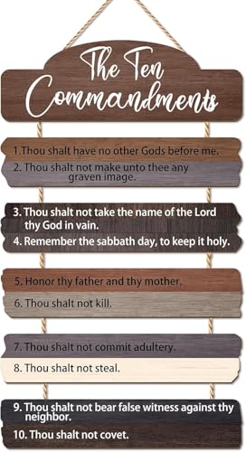 IARTTOP The Ten Commandments Bible Verse Religious Wooden Hanging Sign | Scripture Wood Plaque, The Ten Commandments Inspirational Decor for Front Door, Living Room & Church Christian Home Wall Art - color: 10 Commandments-2