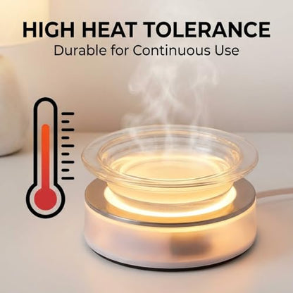 Didiseaon Transparent Glass Wax Melt Warmer Dish 4.52In Replacement Tray for Fragrance Lamp and Candle Warmer Smooth Surface Accessory for Home Fragrance Use | Heat-resistant 4.5" clear glass dish for wax melts & oils. Leakproof, easy clean, fits most sta