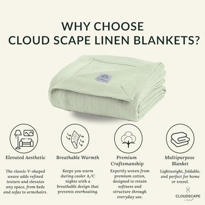 CSL 100% Cotton Throw Blanket, Breathable Summer Blankets, 50"x70", Seafoam - color: 02. Sea Foam, size: Throw (50" x 70")