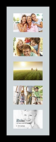 ArtToFrames Collage Photo Frame Single Mat with 5-4x6 Openings with Satin Black Frame and Baby Blue mat. - color: 5 - 4x6 - (2159), size: Baby Blue
