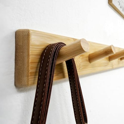 WEBI Coat Rack Wall Mounted, 10 Hooks, 38" Long Coat Hanger Wall Mount, Peg Rail Hat Hooks for Hanging Caps, Jackets, Clothes, Natural, 2 Packs - color: Natural, size: 38 inch(2 Packs)