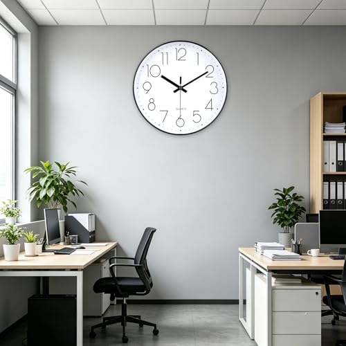 16 Inch Large Wall Clock Modern Elegant Style for Living Room Office Kitchen Dining Room - color: Black, size: 16 Inch