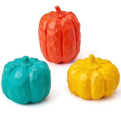 AceOrbit 3pcs Mid Century Modern Decor Fall Pumpkin Table Decor Medieval Resin Pumpkins for Fall Thanksgiving Home Tabletop, Shelf, Mantelpiece Centerpiece Autumn Harvest Party Decorations - style: Pumpkin