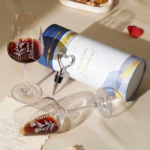 AW BRIDAL Happy Retirement Wine Glass Gifts for Women or Men 2026, Cool Retired Gift for Wine Lover Woman, Family, Friend, Coworker, Nurse and Teacher, Leaving and Farewell Party Decorations Ideas - style: Happy Retirement