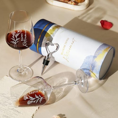 AW BRIDAL Happy Retirement Wine Glass Gifts for Women or Men 2026, Cool Retired Gift for Wine Lover Woman, Family, Friend, Coworker, Nurse and Teacher, Leaving and Farewell Party Decorations Ideas - style: Happy Retirement