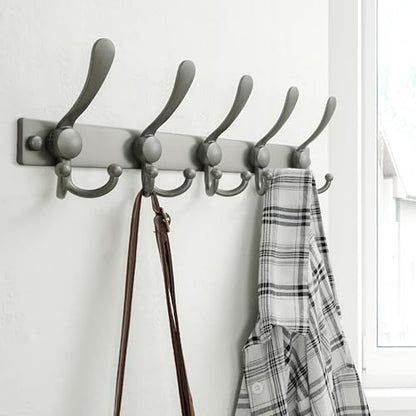 Coat Rack Wall Mount, Heavy Duty 12-Gauge Base vs Flimsy 1mm, Double-Thick Solid Anti-Snap Hooks, 16” Stud-Mount, Stainless Steel Hanger for Clothes Hat Entryway Closet, Grey, Pack of 2 - color: Gray, size: L=17" (2pcs)