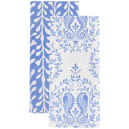 Boston International Dish Towel Set of Two Cotton Tea Towels, 28" x 18", Grand Millennial - color: Grand Millennial