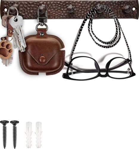 Comfify Cast Iron Key Holder – Padlock Design with 5 Hooks – Farmhouse | Antique padlock design; 5 hooks for keys, leashes and bags; screws and anchors included; entryway, hallway or door