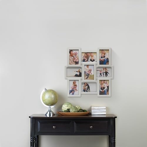 MELANNCO 18 x 18 Inch 9 Opening Photo Collage Frame, Displays Four 4x6 and Five 6x4 Inch Photos, White - color: White, size: 18 x 18 Inch