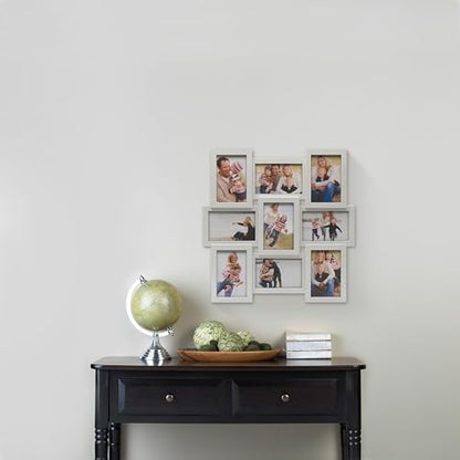 MELANNCO 18 x 18 Inch 9 Opening Photo Collage Frame, Displays Four 4x6 and Five 6x4 Inch Photos, White - color: White, size: 18 x 18 Inch