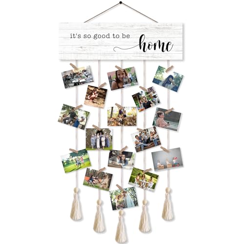 It'S So Good To Be Home Hanging Photo Display Board With 16 Clips 5 Strings,Rustic Style Picture Collage Frames Wall Decor Wood Hanging For Home Décor,Housewarming Gifts - color: It's So Good to Be Home