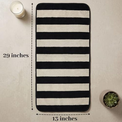 2-Piece Hand Towels for Bathroom Kitchen Decor - Black & Cream Stripe | Hand Towel, Cotton Soft for Spa Gym Travel, 13 x 29