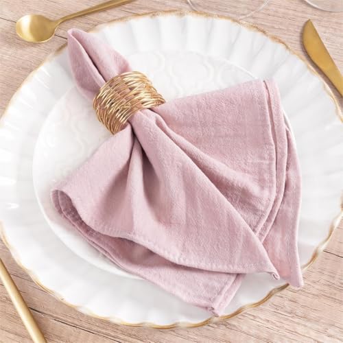 Dutsy Pink Cotton Linen Cloth Napkins Boho Rustic Dinner Napkins Cloth | 16"×16",Set of 6 Cloth Napkins Bulk,Washable Dinner Napkins for Wedding Party Baby Bridal Shower Birthday Table Decor - color: Dusty Pink, size: 16" x 16" (Set of 6)