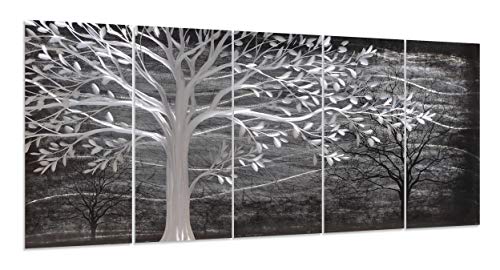 Yihui Arts Metal Tree Wall Decor Hand Grind On Aluminum Modern Abstract Nature Wall Art Contemporary Landscape Pictures for Living Room Bedroom Dinning - color: Black Tree, size: 64"L x 24"W