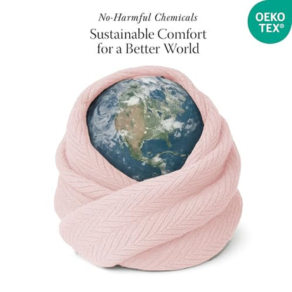Threadmill Cotton King Blanket, Herringbone, 106x92 in, All-Season | 100% Cotton, Herringbone Pattern, 106x92 in, Breathable, Moisture-Wicking, All-Season, OEKO-TEX Certified, Machine Washable - color: English Rose, size: King (106" x 92")