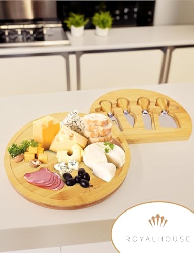 Personalized Round Cheese Board, Custom Engraved Bamboo Charcuterie Board | Ideal for Weddings, Bridal Showers, and Special Occasions - style: Personalized Round Charcuterie Board