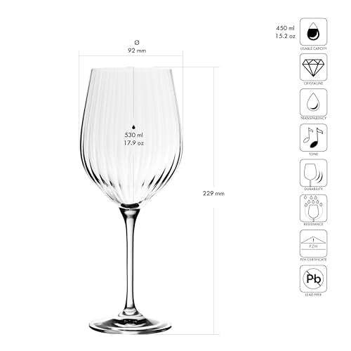 KROSNO Red Wine Glasses Set of 4, 15.2 oz, Lumi Collection | Wine Tumbler with Stem, Lead-Free Crystal Glassware, Drinking Glasses, Riedel Cups, Home & Restaurant, Dishwasher Safe - style: Chic