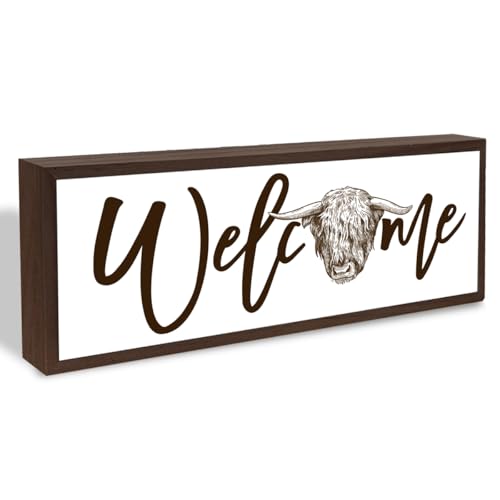 Welcome Wood Home Decor Signs, Welcome Yak Wood Plaque, Home Tabletop Desk Decorative Sign, Farmhouse Yak Porch Decor, Hanging Decorative Wooden Plaque 9.5x3.1 Inches(A10) - color: welcome 10