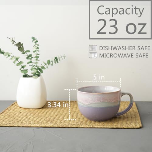 Bosmarlin Extra Large Ceramic Coffee Mug, 23 Oz, Microwave and Dishwasher Safe, Big Oversized Tea Cup for Office and Home, Reactive Glaze (Purple) - color: Purple