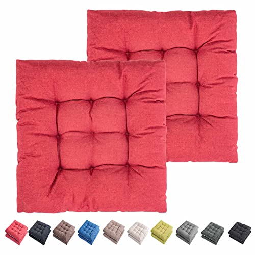 Outdoor Indoor Chair Cushions 20"x20" - Patio Furniture Cushion Set of 2 Comfortable Non-Slip Seat Pads Cover for Wicker Adirondack Deck Rocking Metal Chairs Universal Fit (2, Red) - color: Red