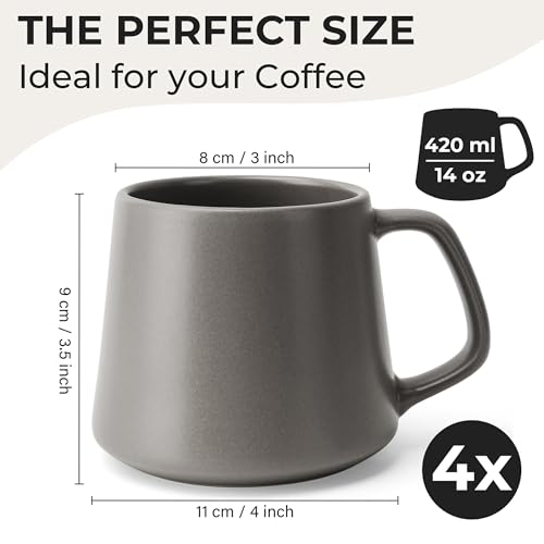 MIAMIO - Coffee Mugs Set of 4, Ceramic (14oz) - Luxe (Classic Pastel) | Large Ceramic Coffee Mugs for Cappuccino, Tea and Espresso, Tea / Coffee Mug 4-Piece Set, Cup Set - dishwasher safe - color: Classic Pastel