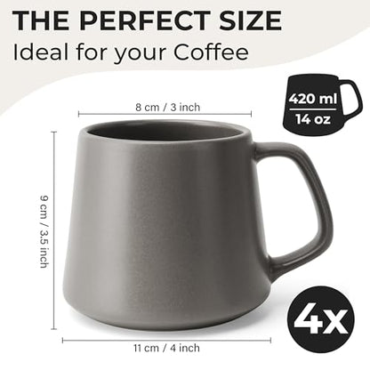 MIAMIO - Coffee Mugs Set of 4, Ceramic (14oz) - Luxe (Classic Pastel) | Large Ceramic Coffee Mugs for Cappuccino, Tea and Espresso, Tea / Coffee Mug 4-Piece Set, Cup Set - dishwasher safe - color: Classic Pastel