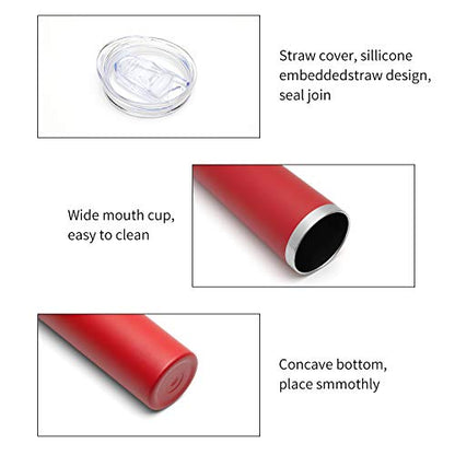 HASLE OUTFITTERS 20 oz Skinny Tumblers Bulk Set, Stainless Steel Insulated Slim Tumblers with Lids, Reusable Double Wall Travel Coffee Mugs, Durable Powder Coated Travel Water Cups(Red, 8) - color: Red, size: 20 oz (8 Count)