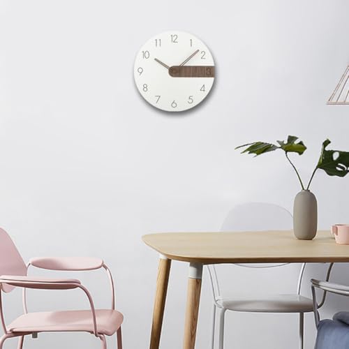 STAHAD Minimalist Wooden Wall Clock Silent Hanging Clock for Living Room and Study Easy to Read Medium Density Fiberboard Wall Decor Without Battery