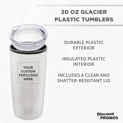 Father’s Day Custom Plastic Tumblers 20 oz Set of 6/12/24, Personalized Bulk Pack with Lids - Iced Coffee Tumbler, To Go Cup, Insulated Gift for Dad - Silver - color: - Custom – Silver