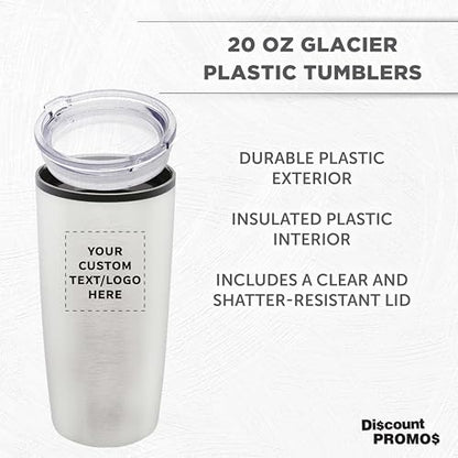 Father’s Day Custom Plastic Tumblers 20 oz Set of 6/12/24, Personalized Bulk Pack with Lids - Iced Coffee Tumbler, To Go Cup, Insulated Gift for Dad - Silver - color: - Custom – Silver