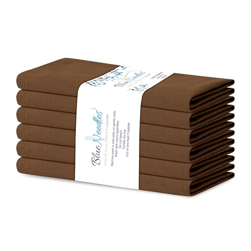 Blue Needles Solid Cloth Napkins Set of 6 Nut Brown 100% Cotton Dinner Napkins 18x18 inches - Soft, Reusable, Absorbent, Washable Linen, Ideal for Wedding Events Farmhouse Parties Hotel & Everyday Use - color: Nut Brown, size: 18" x 18" (Set of 6)