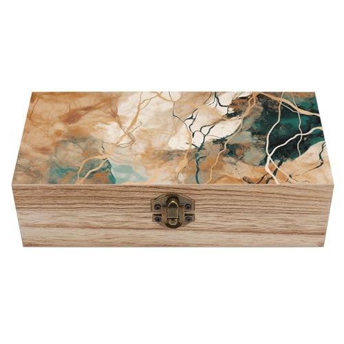 MUSM Vintage Wooden Storage Box, Style Is Light Gold Keepsake Box for Jewelry, Photos, Letters, Elegant Desktop Organizer for Home & Office Decor