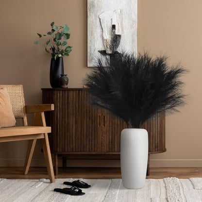 8 Pcs 38''/97cm Tall Faux Large Pampas Grass Decor, Black | Artificial pompous pompas, fluffy fake plants, floor vase filler, or wedding kitchen home boho decorations