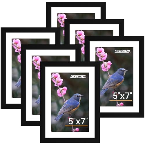 5x7 Picture Frame Set of 6, Photo Frame with HD Plexiglass, Display Pictures 4x6 with Mat or 5x7 Without Mat Multi Picture Frames Collage for Tabletop or Wall Display, Black - color: Black, size: 5"×7"
