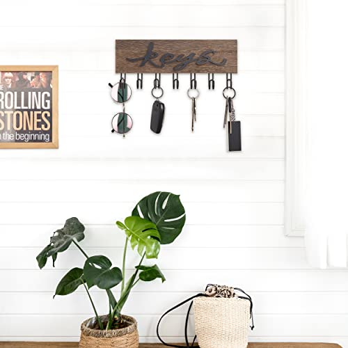 Mkono Key Holder for Wall Decorative with 7 Hooks, Wall Mounted Keys Hanger Organizer Rustic Wood Hanging Key Hooks Home Decor Farmhouse Entryway, Hallway, Office | Decorative Key Hook, Easy Install, Storage Car Key Dog Leashes Sunglasses, Easy-To-Find, E