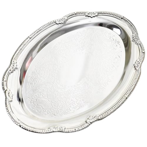 Metal Serving Tray Vintage Tea Coffee Serving Tray Multi-Purpose Jewelry Display Tray Platter Dessert Platter for Cakes, Candies, Nuts