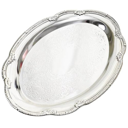 Metal Serving Tray Vintage Tea Coffee Serving Tray Multi-Purpose Jewelry Display Tray Platter Dessert Platter for Cakes, Candies, Nuts