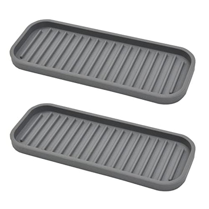 Mofason Silicone Sponge Holder - Kitchen Soap Tray soap Holder 2 Pack Gray | Tray for soap and sponge, kitchen sink tray, accessories to clean sink, silicone sponge tray, sink tray, dish brush holder - color: Gray