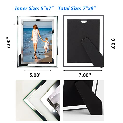 Hoikwo Bulk 5x7 Picture Frames, 12 Packs Silver Photo Frames 5 by 7, Glass Wedding Frames 5x7, Clear Mirror Wedding Photo Frames, Only for Tabletop Display Vertically or Horizontally - size: 5x7-12 Frames
