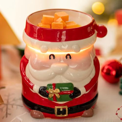 Christmas Wax Melt Warmer, Gifts for Women | Santa Claus Decor, with 2 Bulbs & Removable Dish for Scented Wax, Cute Christmas Decor for Home, Bedroom