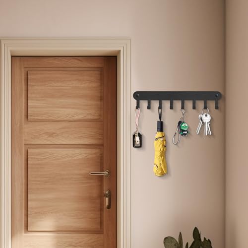 2 Pack Key Holder Wall Mount, Key Holder for Wall,Key Wall Holder | Key Hooks Hanging Keys, Key Hanger Wall Mount with 8 Hooks, Key Rack for Living Room, Kitchen, or Bathroo (Balck) - color: Black