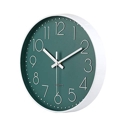 12 Inch Silent Non-Ticking Battery Operated Round Wall Clock Easy to Read Peacock Color Wall Clocks - color: Peacock, size: 12 Inch