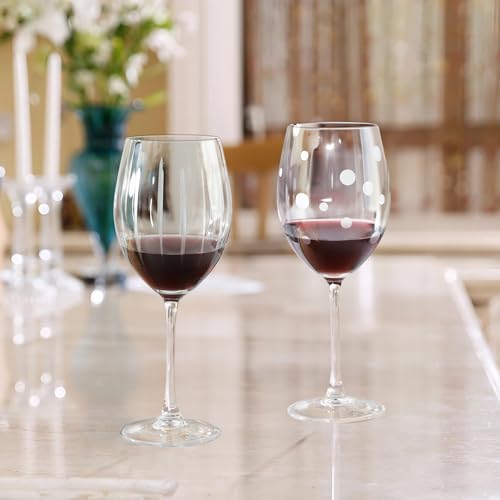 Joeyan Hand Blown Etched Red and White Wine Glasses,Stemmed Glasses with Stripes and Dots Pattern,Clear Carved Long Stem Glassware Set for Wine Tasting Birthday Anniversary Wedding,19 oz,Set of 4 - color: Etched Dots Swirls Strips Patterned Wine Glasses