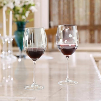 Joeyan Hand Blown Etched Red and White Wine Glasses,Stemmed Glasses with Stripes and Dots Pattern,Clear Carved Long Stem Glassware Set for Wine Tasting Birthday Anniversary Wedding,19 oz,Set of 4 - color: Etched Dots Swirls Strips Patterned Wine Glasses