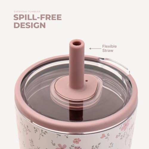 HydroJug Everyday Tumbler 20 oz, Ceramic-Lined Straw Cup, Magnolia | Vacuum insulated stainless steel, flexible straw, soft-touch lid, spill-free, cup holder fit, BPA-free, hot & cold drinks - color: Magnolia, size: 20 Ounces