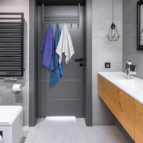 Deco Brothers Over The Door Hook Organizer with 6 Hooks, Silver
