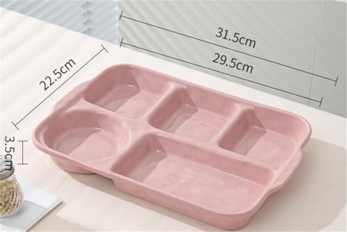 Large Divided Porcelain Sectional Plates,2pcs Portion Control Plates, Divided Snack Serving Tray, Food Containers, Appetizer & Lunch Plates,Lightweight Picnic Plate for Adult Kids (Pink) - color: Pink