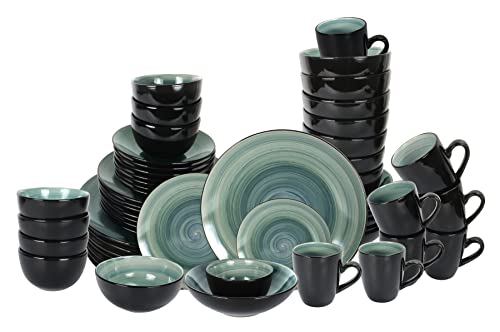 Stoneware Sonoma 56pc Dinnerware Set, Black + Speckled Spin Wash Blue - color: Blue