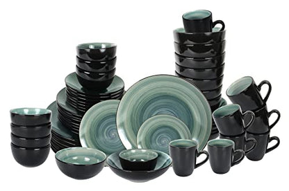 Stoneware Sonoma 56pc Dinnerware Set, Black + Speckled Spin Wash Blue - color: Blue